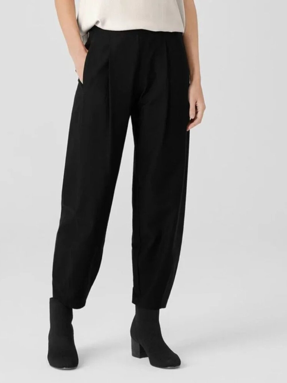 EILEEN FISHER ORGANIC COTTON-BLEND KNIT LANTERN PANTS BARREL CROP sz 1X